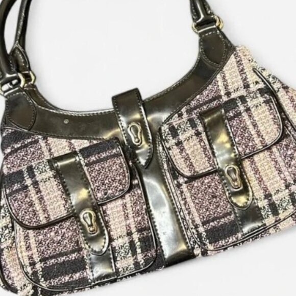 Cutest Y2K pink and black plaid shoulder preppy mini bag - Picture 1 of 1